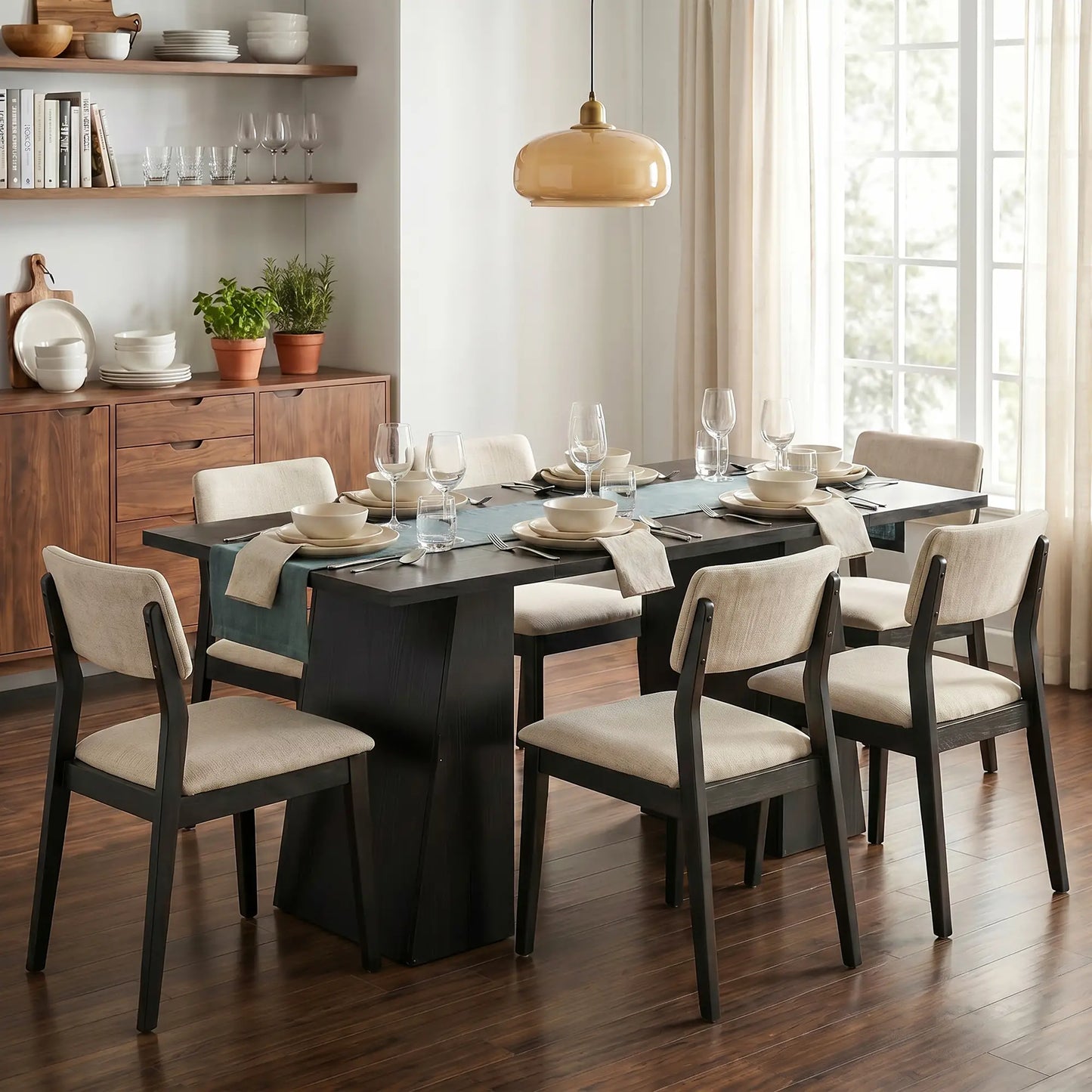 Bureau d'ordinateur de 63 pouces, cadre trapézoïdal, grain de bois noir clair, noir clair