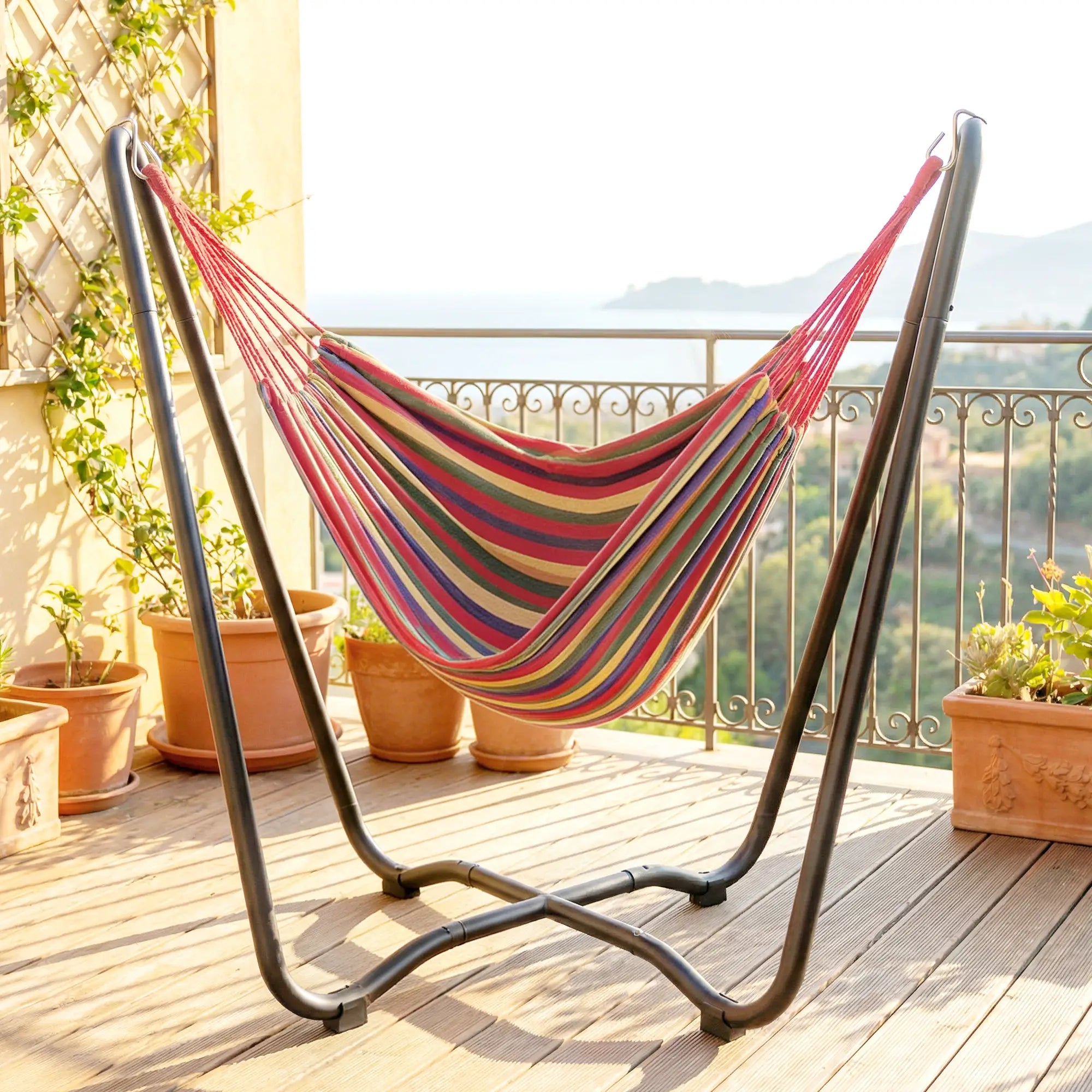 Patio Hammock With Stand, Fabric Outdoor Bed, Multi-Colored Hammocks with Stand at Gallery Canada