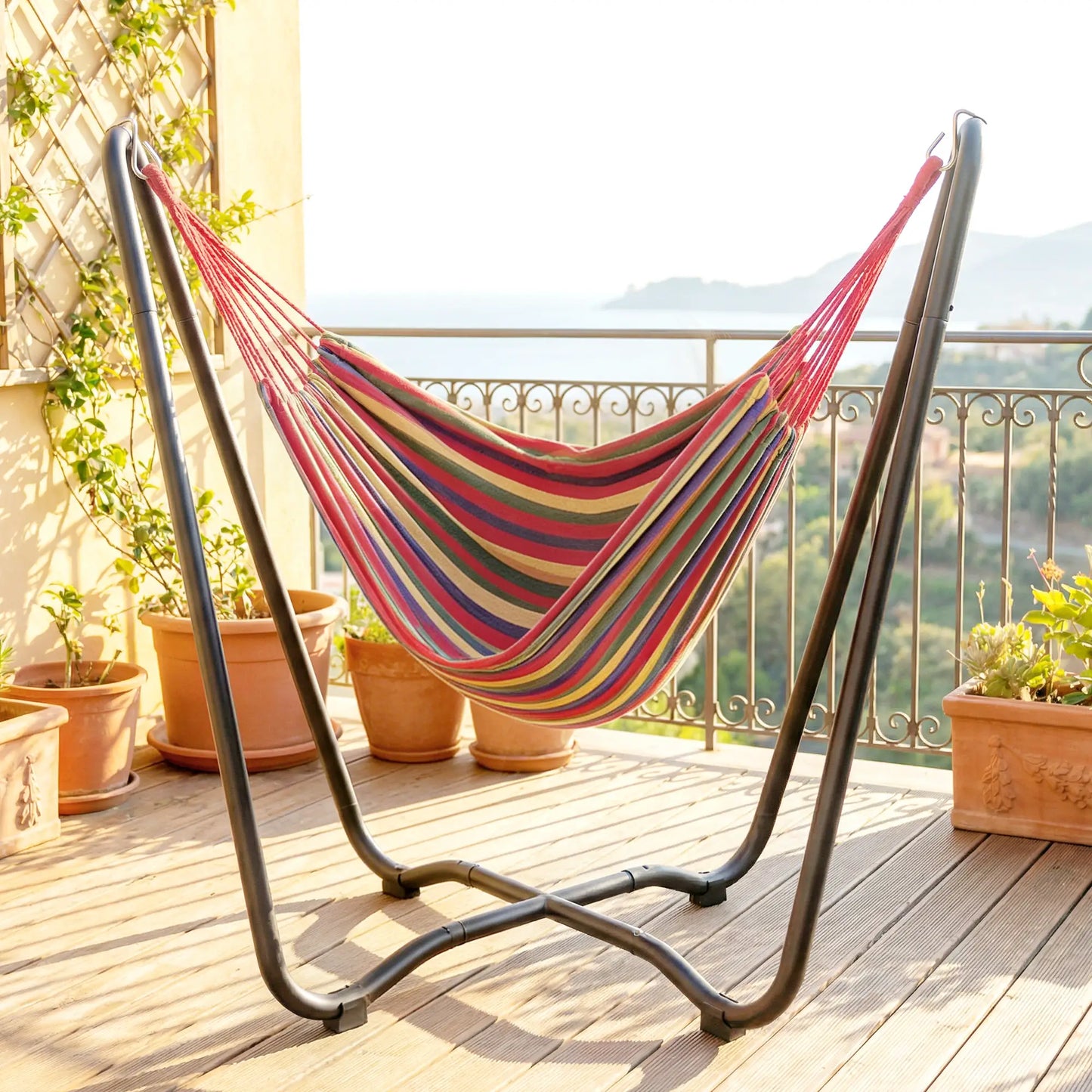Patio Hammock With Stand, Fabric Outdoor Bed, Multi-Colored Hammocks with Stand at Gallery Canada