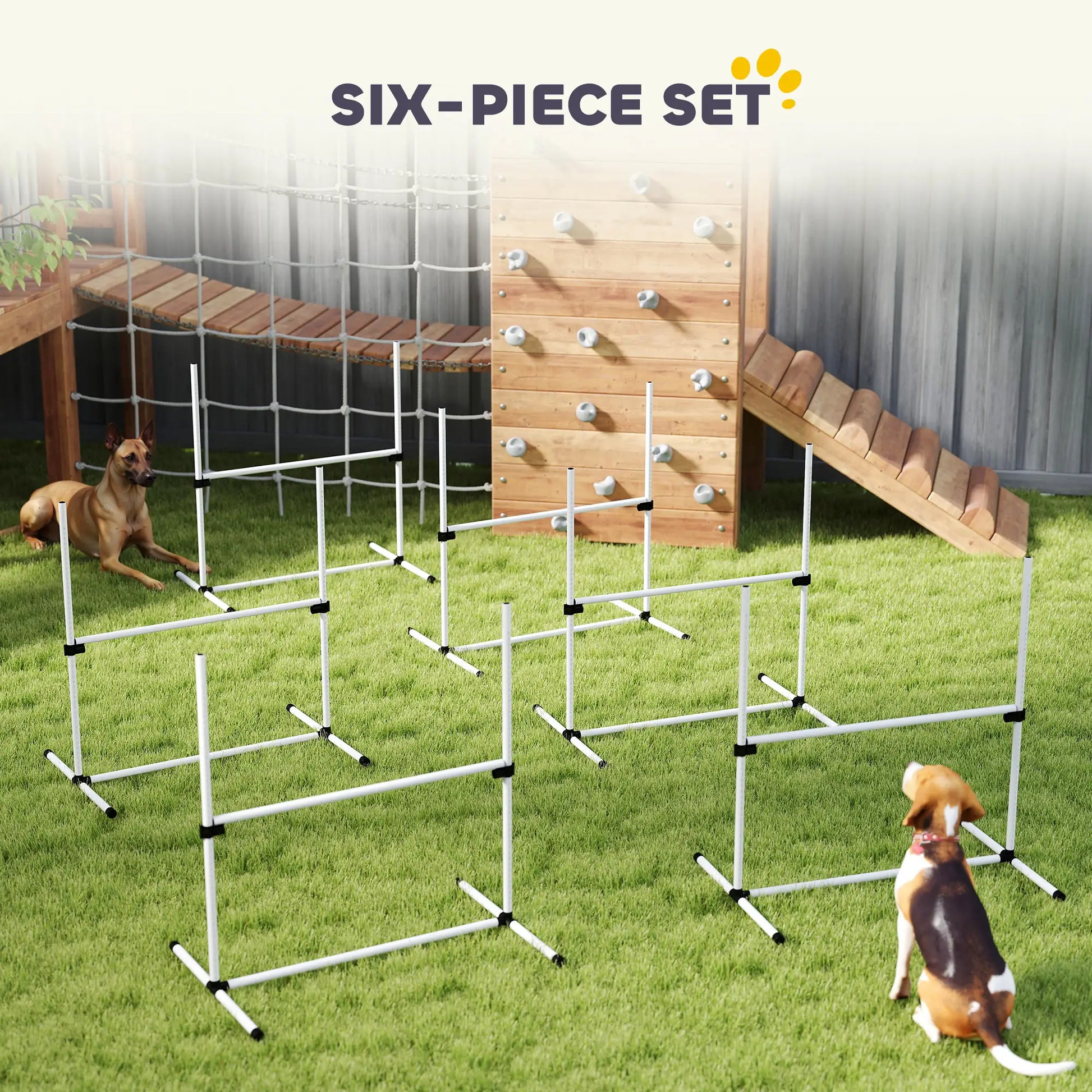 6 Pc Dog Agility Training Kit, Adjustable Jump Bar, White Dog Agility Training Equipment at Gallery Canada