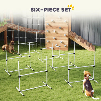 6 Pc Dog Agility Training Kit, Adjustable Jump Bar, White Dog Agility Training Equipment at Gallery Canada