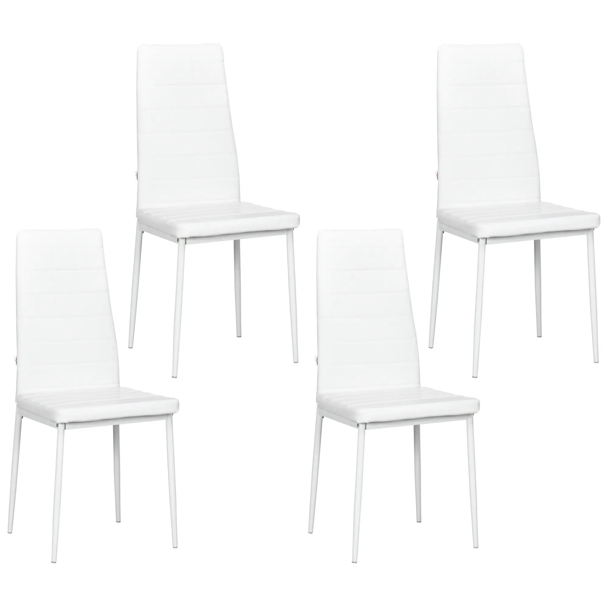 Modern Dining Chairs, Set of 4, High Back PU Leather, White Bar Stools White at Gallery Canada