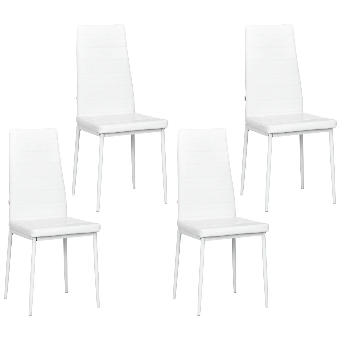 Modern Dining Chairs, Set of 4, High Back PU Leather, White Bar Stools White at Gallery Canada