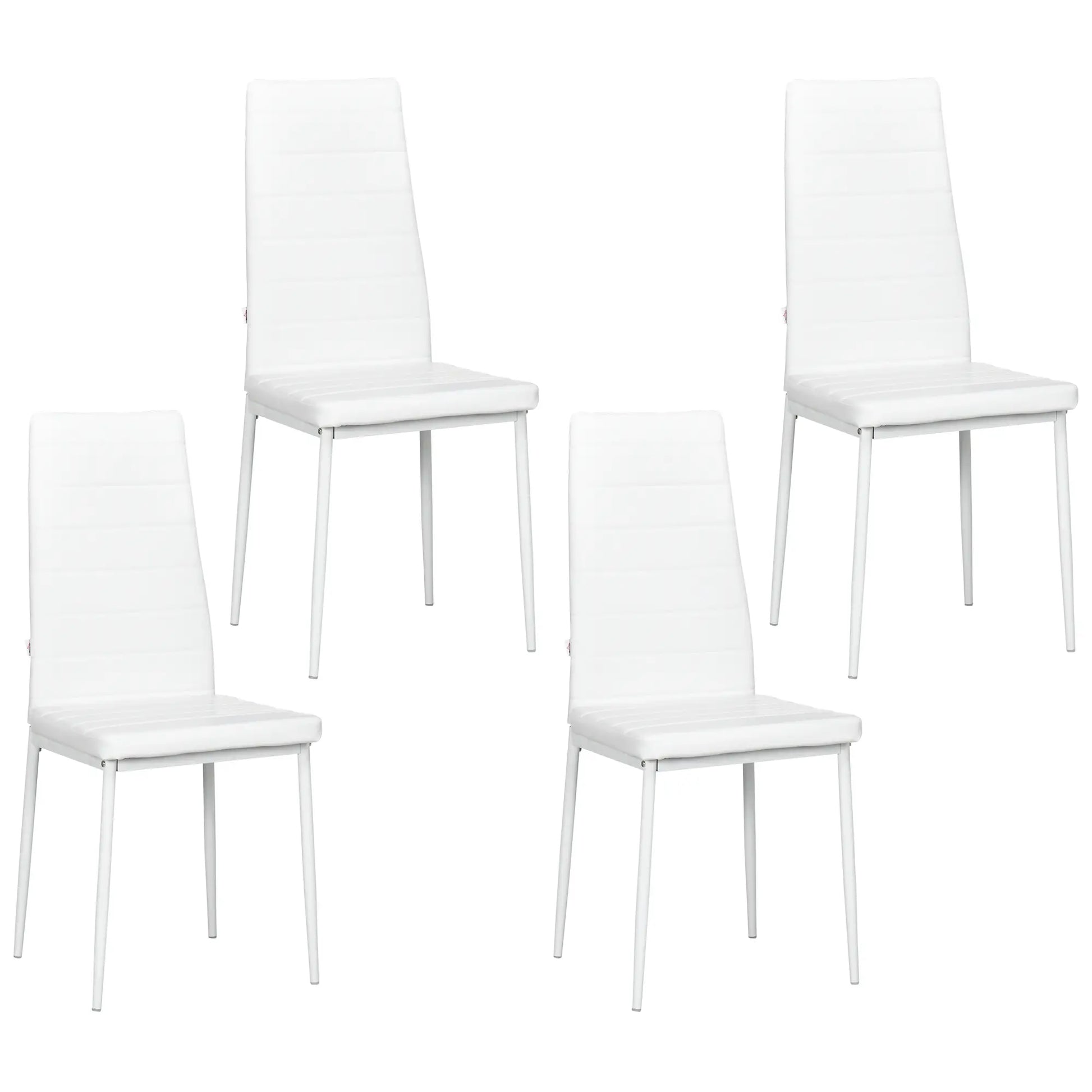 Modern Dining Chairs, Set of 4, High Back PU Leather, White Bar Stools White at Gallery Canada