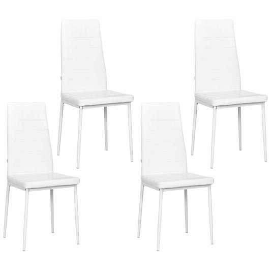 Modern Dining Chairs, Set of 4, High Back PU Leather, White Bar Stools White at Gallery Canada