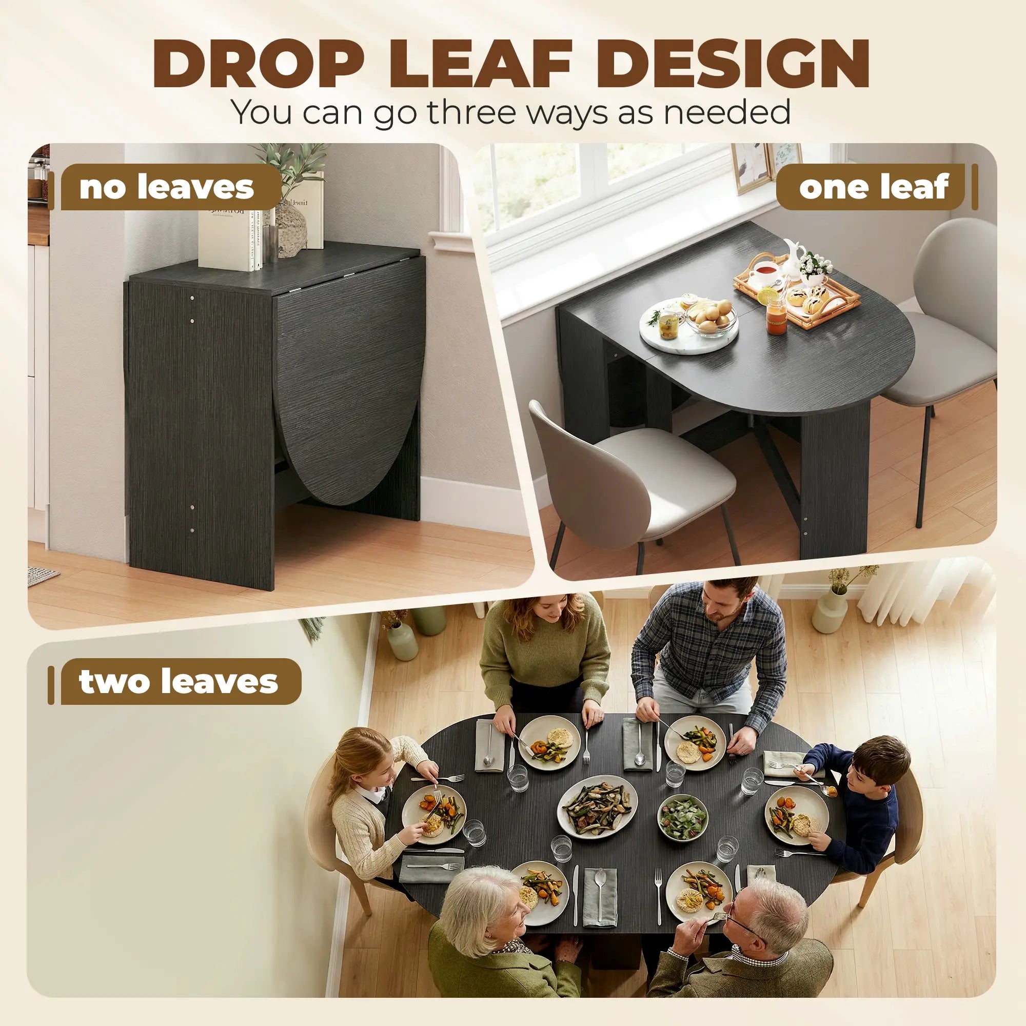 Oval Folding Dining Table, Drop Leaf Kitchen Table, Black Dining Tables at Gallery Canada