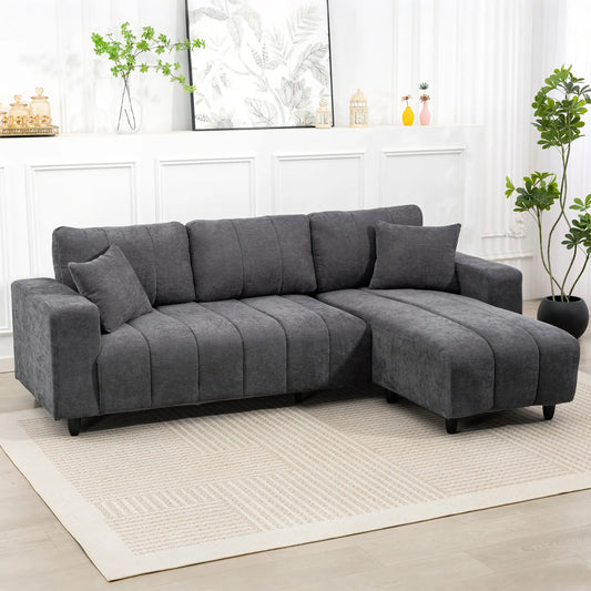 L-Shaped 3-Seater Sectional Sofa With Chaise, Spring Cushion, Grey L Shaped Couchs Charcaol Grey at Gallery Canada
