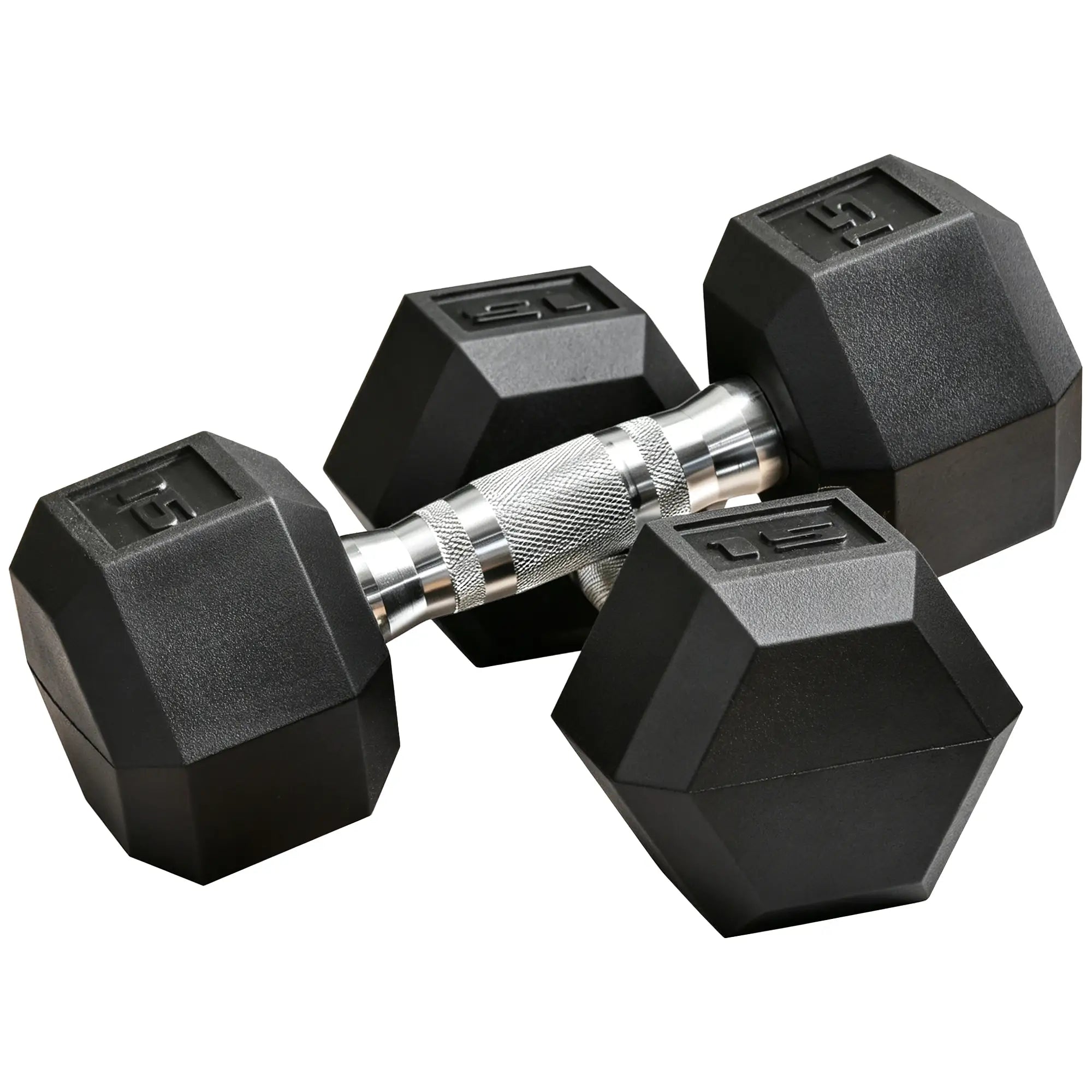 Rubber Dumbbells Weight Set, 30lbs, 2 x 15lbs, Black Dumbbells & Barbells Black at Gallery Canada
