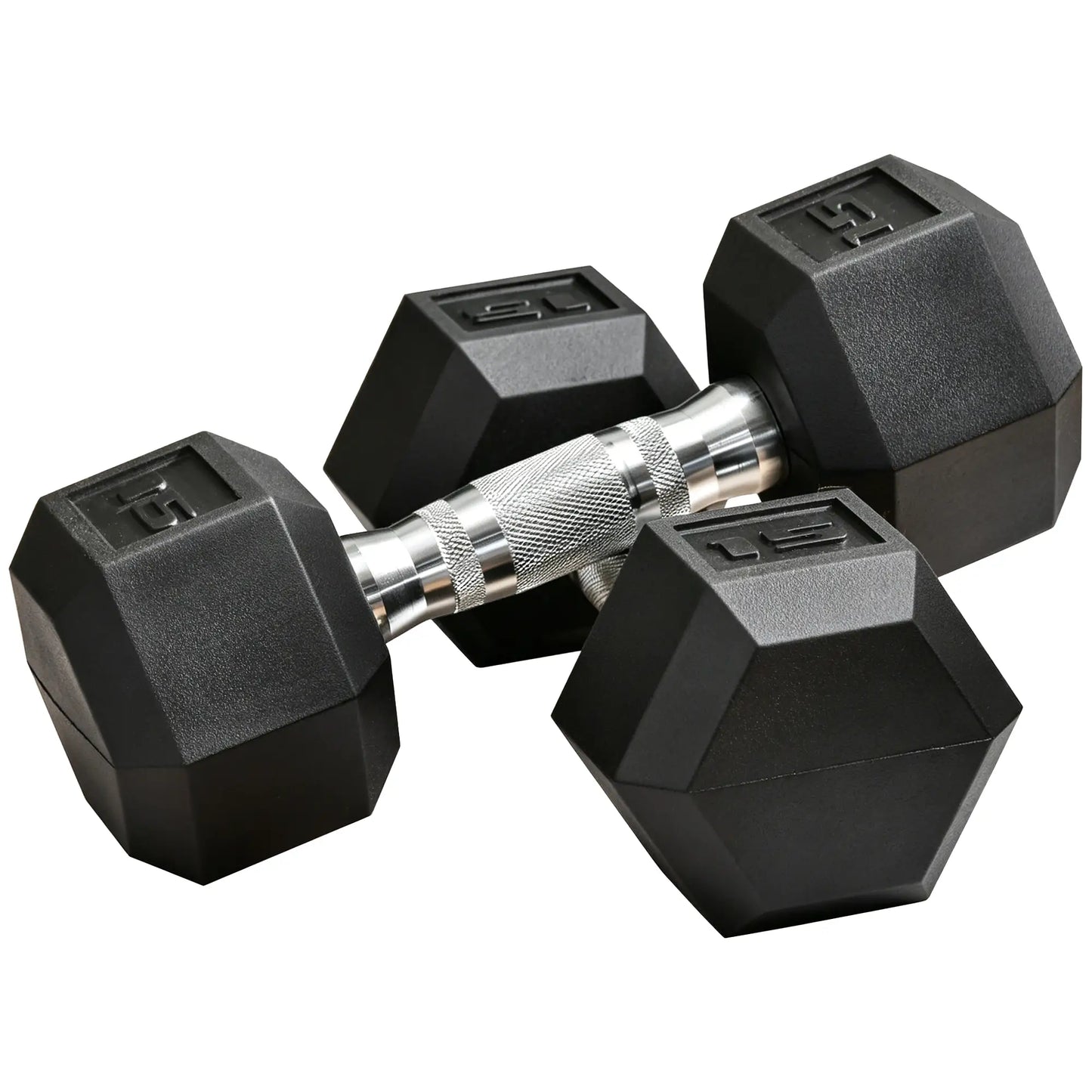 Rubber Dumbbells Weight Set, 30lbs, 2 x 15lbs, Black Dumbbells & Barbells Black at Gallery Canada