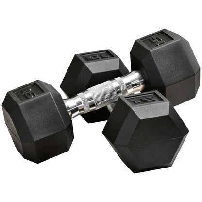 Rubber Dumbbells Weight Set, 30lbs, 2 x 15lbs, Black Dumbbells & Barbells Black at Gallery Canada