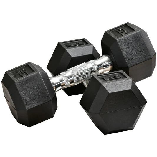 Rubber Dumbbells Weight Set, 30lbs, 2 x 15lbs, Black Dumbbells & Barbells Black at Gallery Canada