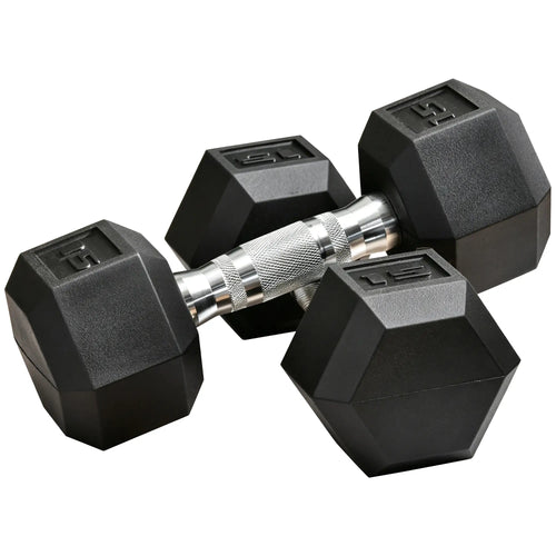 Rubber Dumbbells Weight Set, 30lbs, 2 x 15lbs, Black