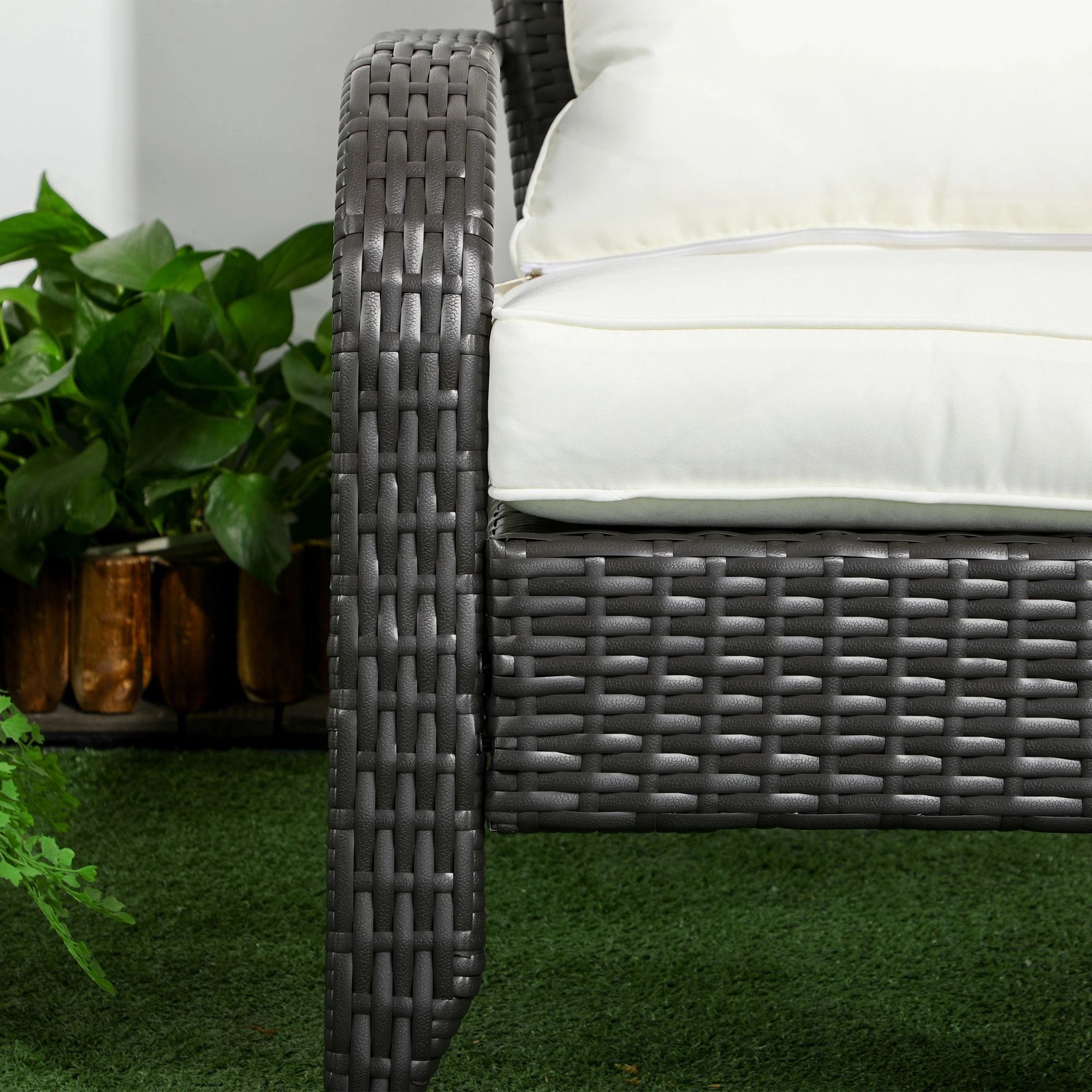 Wicker Adirondack Chair, Outdoor Rattan with Cushions, Cream Patio Chairs at Gallery Canada