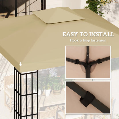 10' x 10' 2-Tier Canopy Cover, Outdoor Garden Gazebo, Beige Gazebos at Gallery Canada