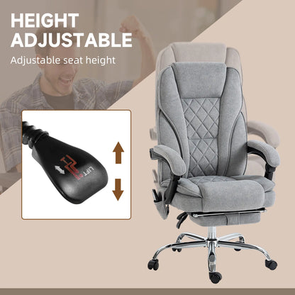 Heated Massage Office Chair, Adjustable Height with Footrest, Grey Massage Chairs at Gallery Canada