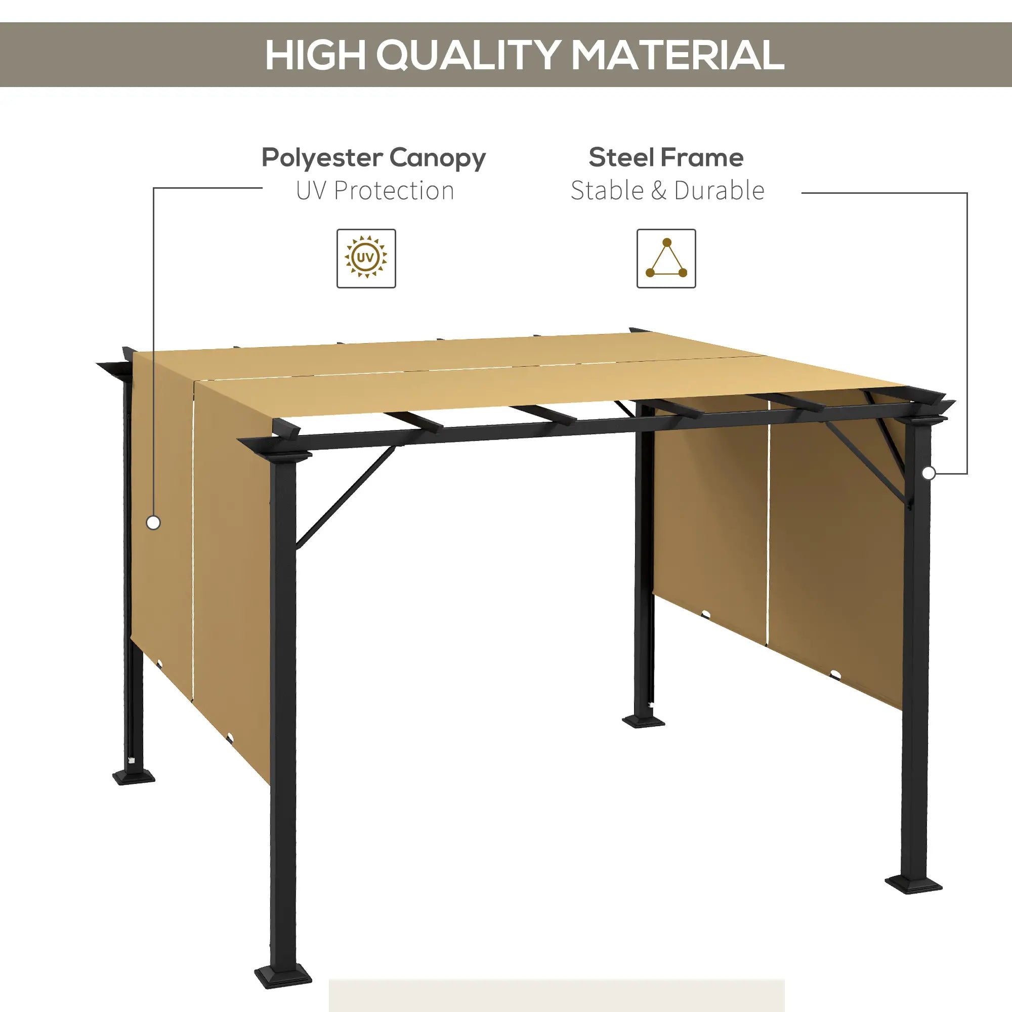 10' x 10' Retractable Pergola Canopy, Brown Pergolas at Gallery Canada