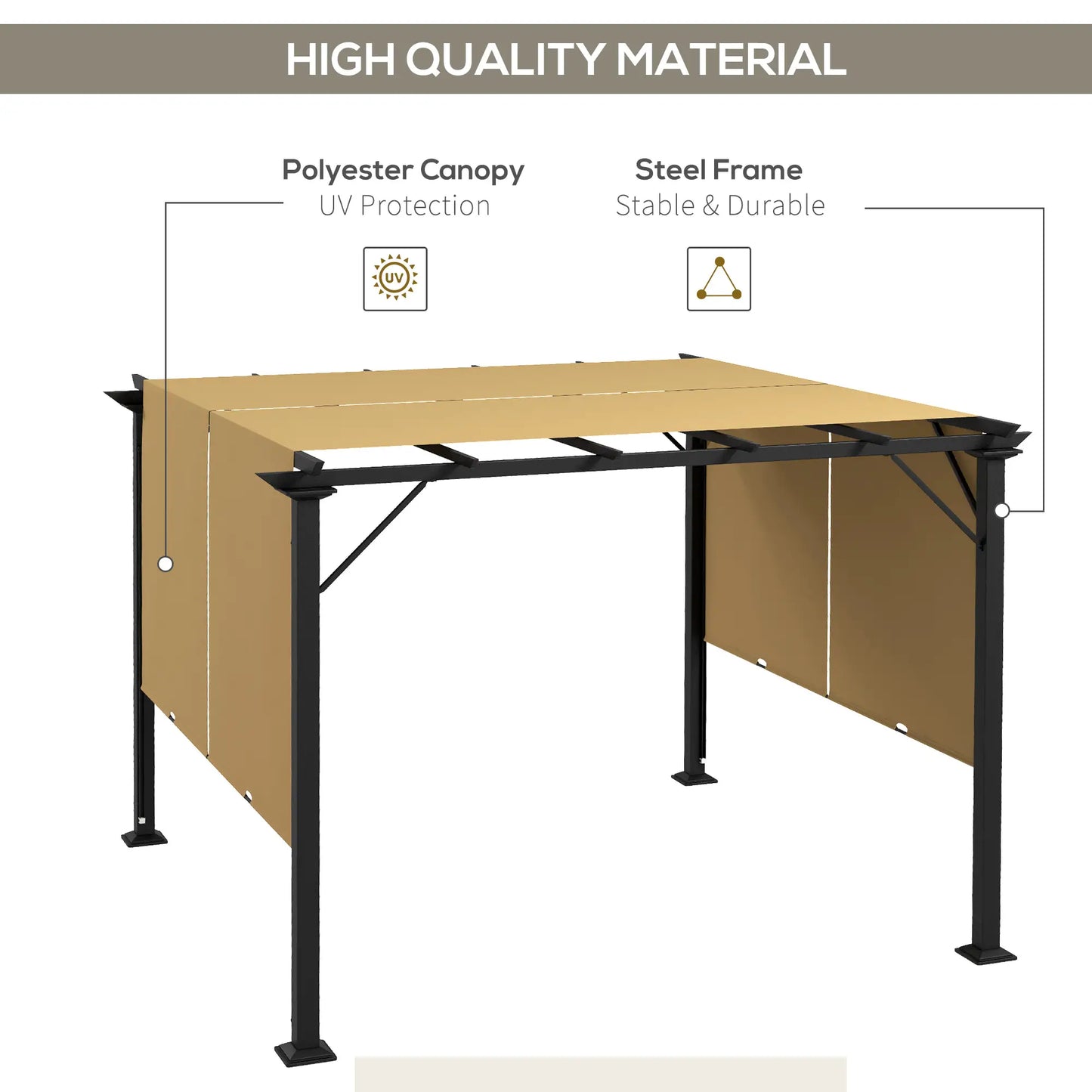 10' x 10' Retractable Pergola Canopy, Brown Pergolas at Gallery Canada