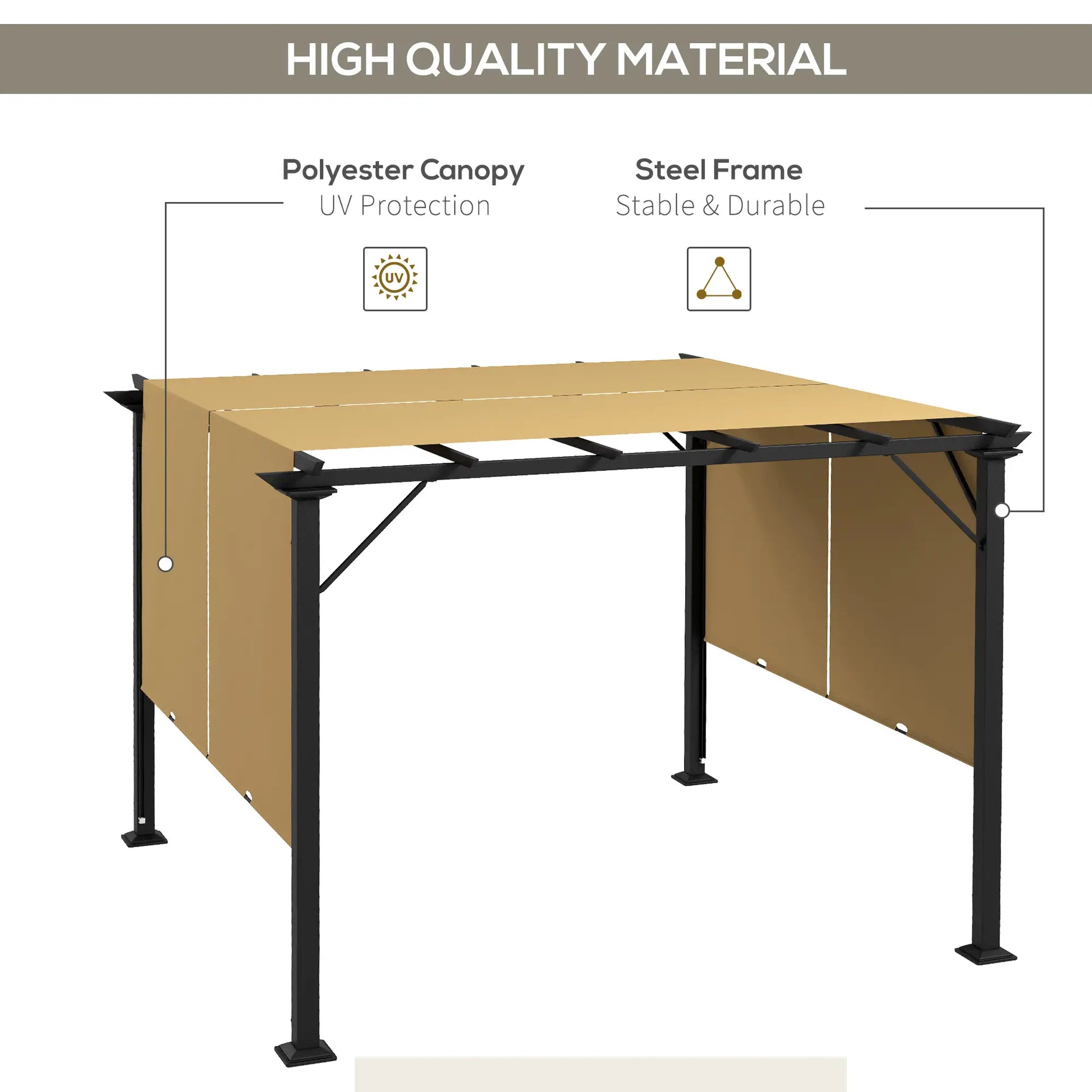 10' x 10' Retractable Pergola Canopy, Brown Pergolas at Gallery Canada