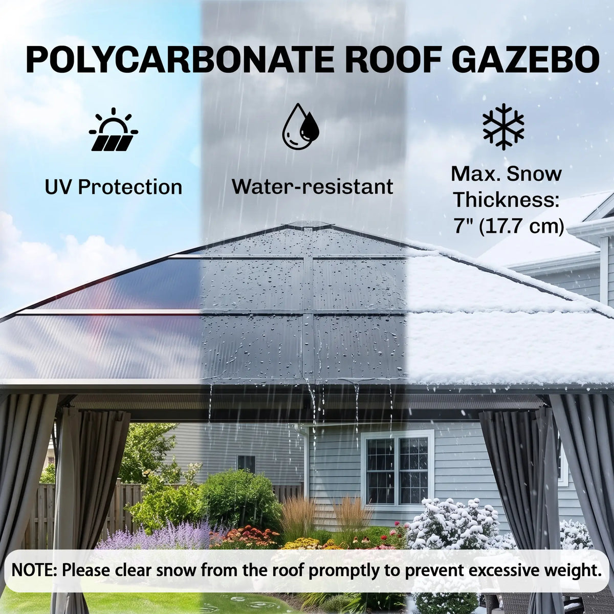 10' x 10' Hardtop Gazebo, Steel Frame, UV50+ Polycarbonate Roof, Light Grey Gazebos at Gallery Canada