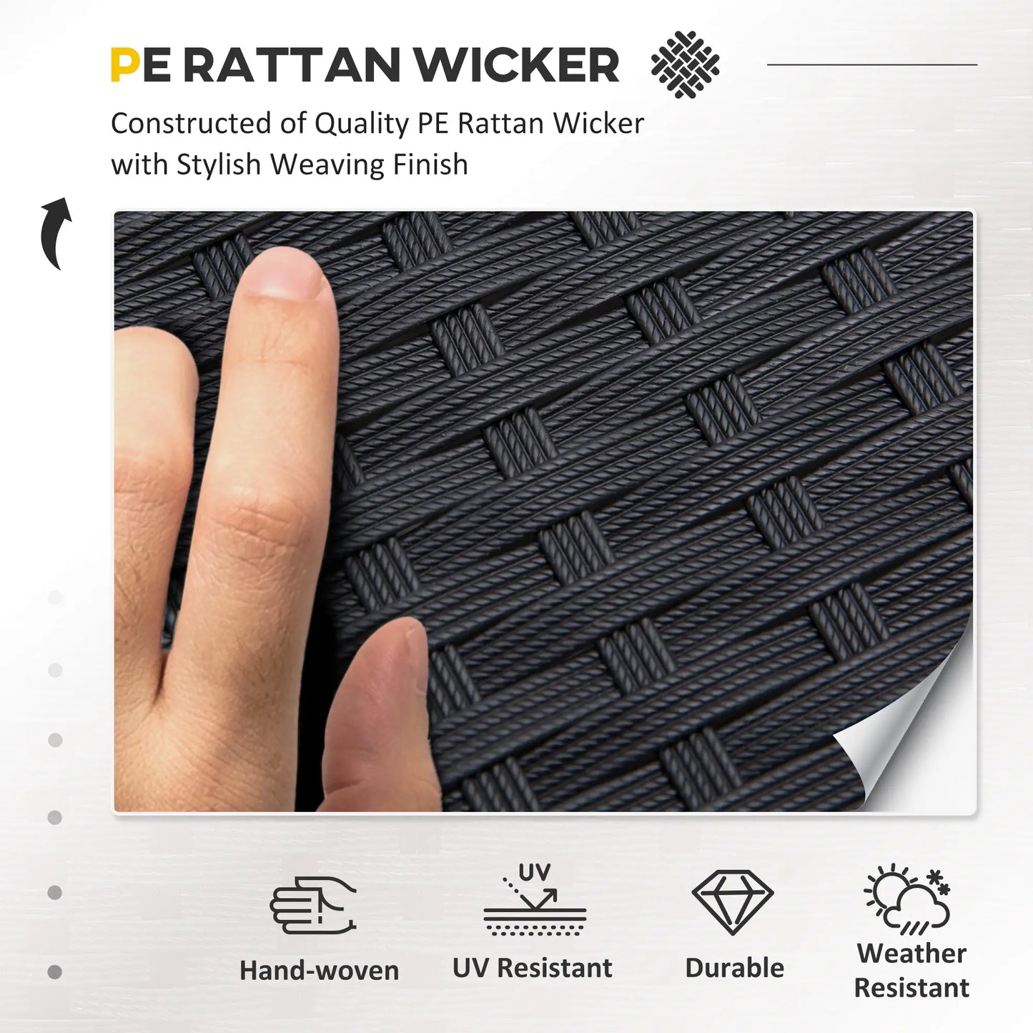 4-Piece Wicker Patio Set, Outdoor Rattan Chairs, Loveseat, Glass Table, Black Patio Furniture Sets at Gallery Canada