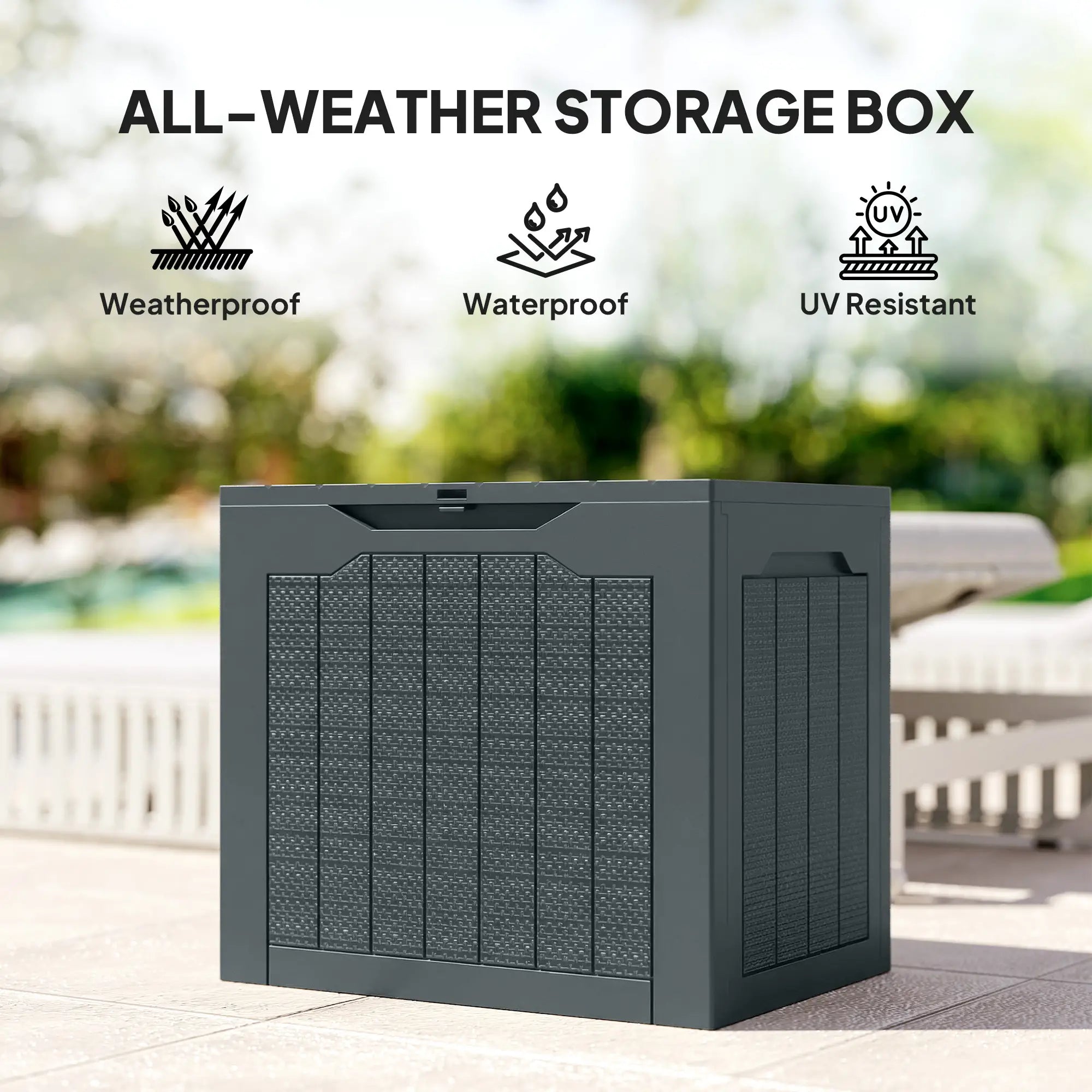 28 Gallon Deck Box, Resin Outdoor Storage, Waterproof UV Resistant Patio Storage Boxes at Gallery Canada