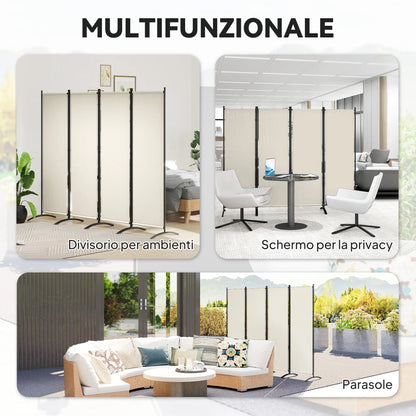 Folding Room Divider, Privacy Screen, 5.6FT Tall, Cream White Side Awnings at Gallery Canada