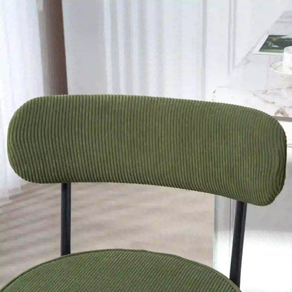 Set of 2 Barstools, Upholstered Corduroy, Backrest, Footrest, Green Bar Stools at Gallery Canada