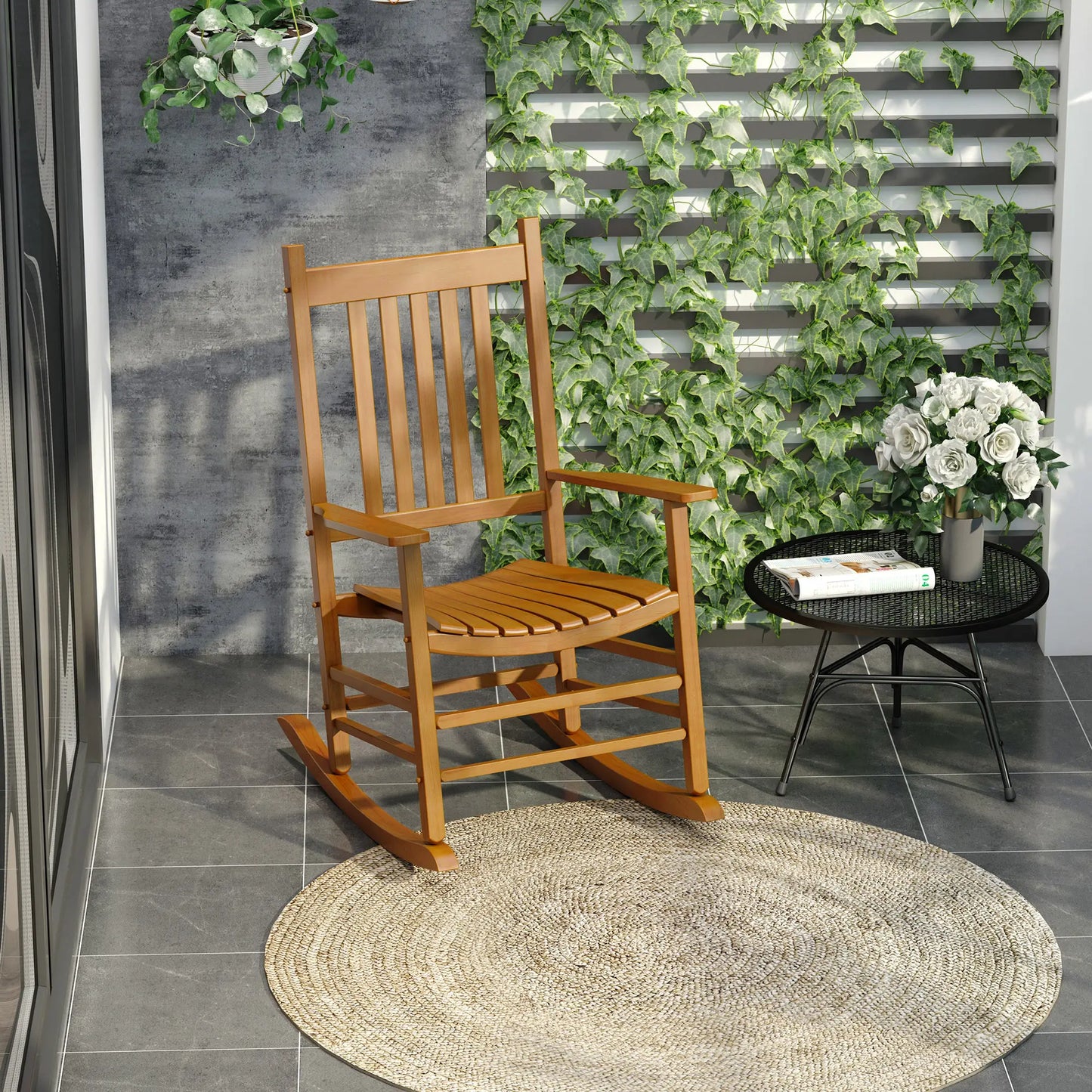 Wooden Porch Rocking Chair, Outdoor Patio Rocker, Garden Seat, Natural Outdoor Rocking Chairs at Gallery Canada