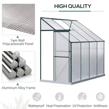 Walk-In Garden Greenhouse, Aluminum Polycarbonate, Roof Vent, 8' x 4' x 7', Silver Walk In Greenhouses at Gallery Canada