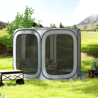 11 x 11ft Pop Up Screen Tent, UPF50+ Portable Gazebo, Light Grey Camping Tents at Gallery Canada