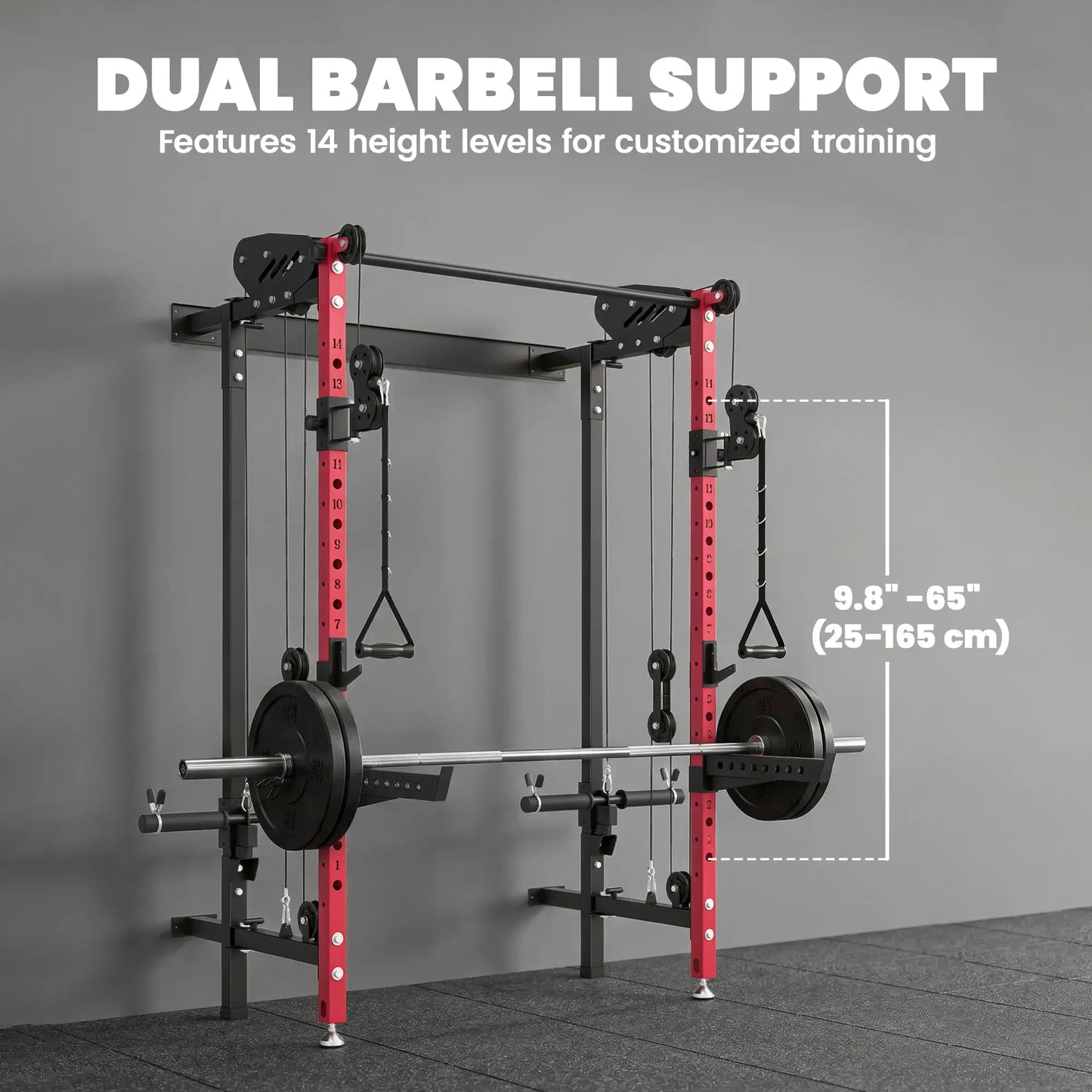 Foldable Power Cage With Pull-Up Bar, Cable Pulley System, 1540 Lbs
