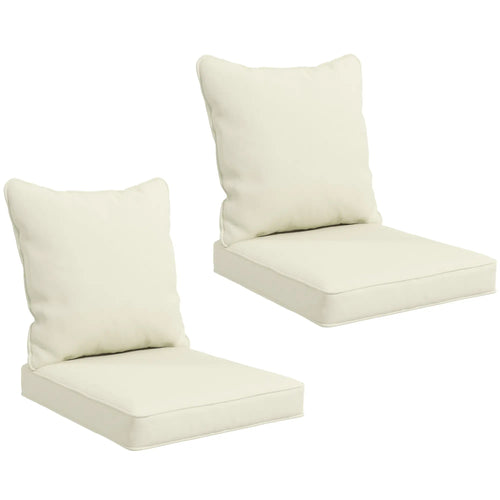 Seat Cushion Back Pillows, Set of 2, Indoor Outdoor, White Cream