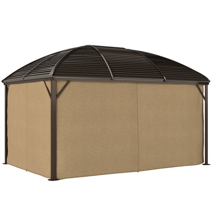 10' x 13' Hardtop Gazebo, Aluminum Canopy, Mesh Nettings, Curtains, Brown Gazebos Brown at Gallery Canada