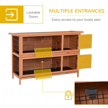 54"L 2-Story Rabbit Hutch, Wooden Pet House, Lockable Doors, No Leak Tray, Orange Rabbit Hutch at Gallery Canada