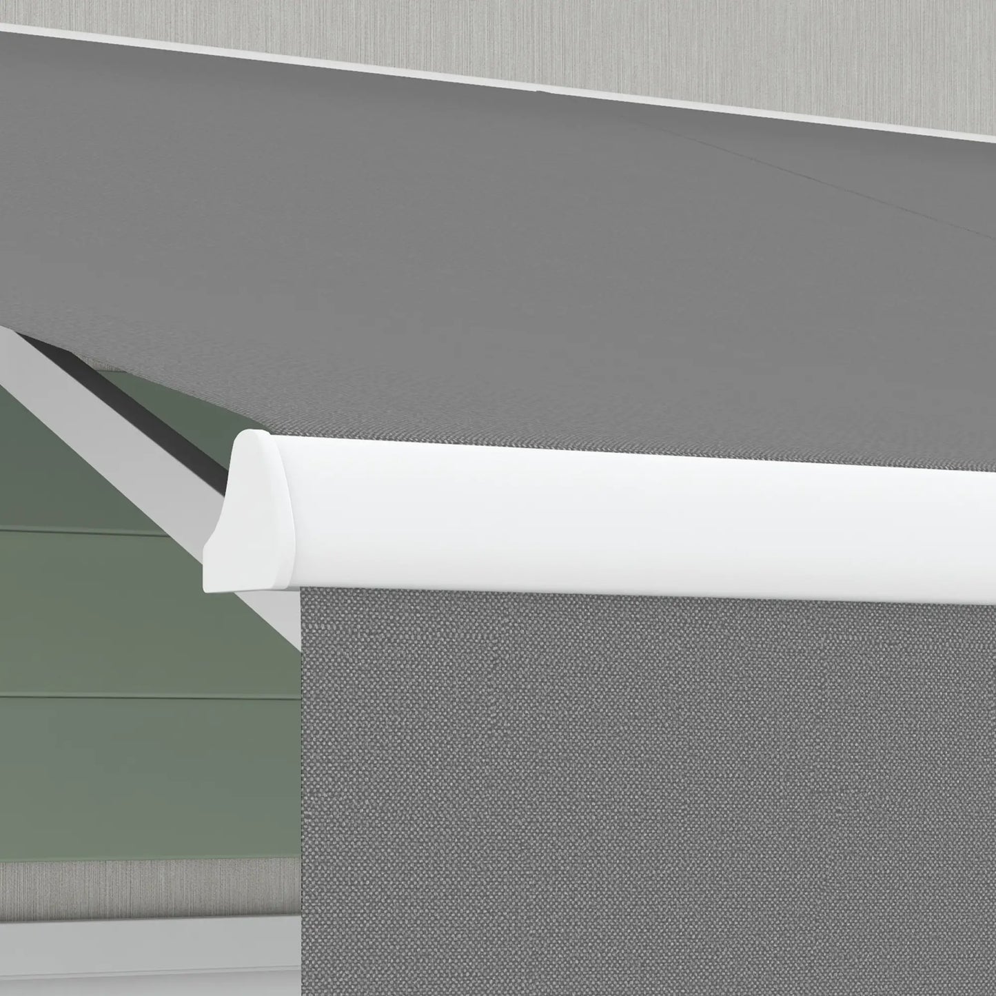 10'x8' Retractable Awning, Remote, Crank Handle, Aluminum Frame, Light Grey Deck Awnings at Gallery Canada