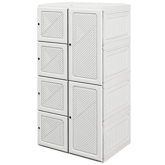 Portable Wardrobe, Foldable Clothes Organizer, 8 Compartments, Magnet Doors, White Clothing Storage White at Gallery Canada