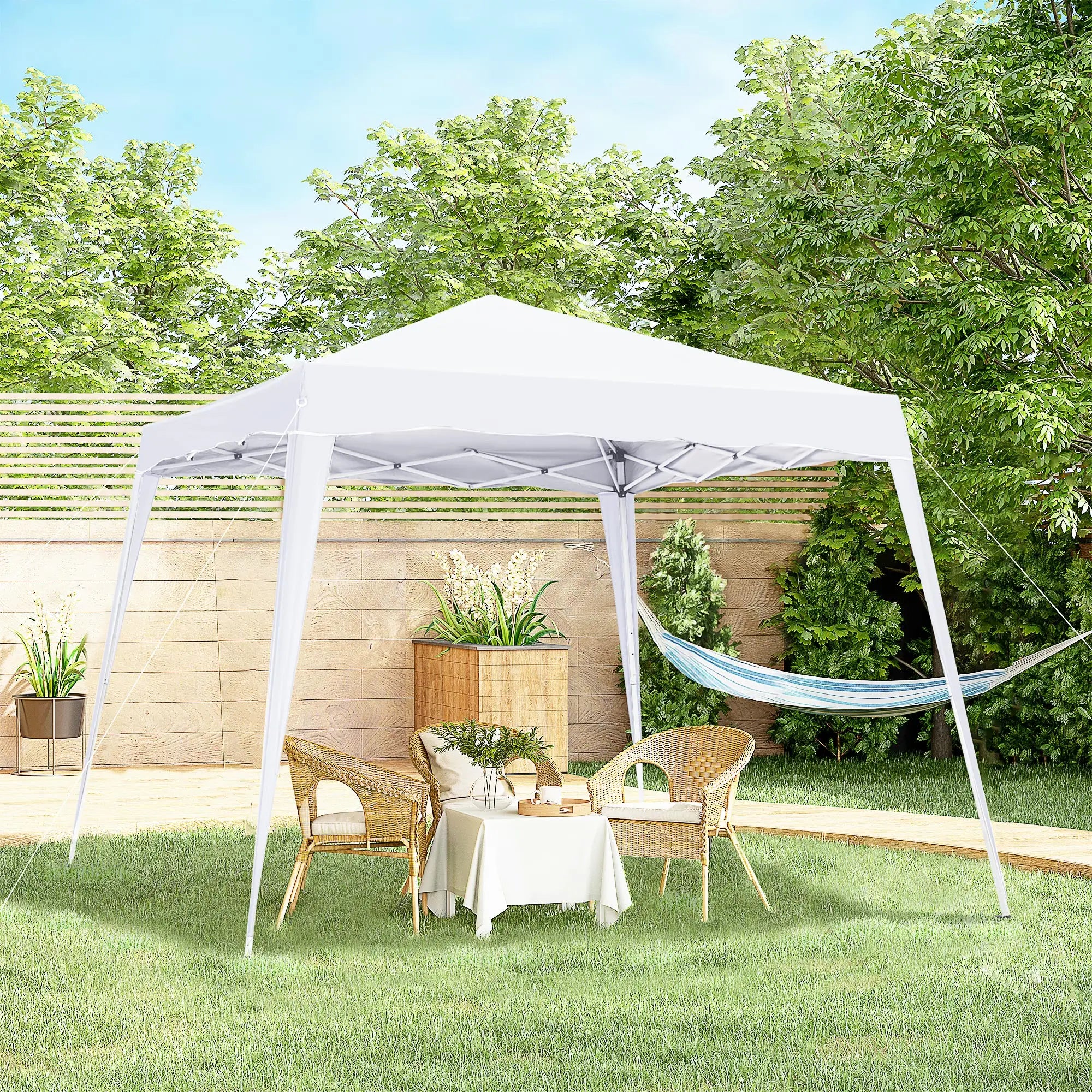 8' x 8' Pop Up Canopy, Outdoor Foldable Tent, Portable with Bag, White Pop Up Canopies at Gallery Canada