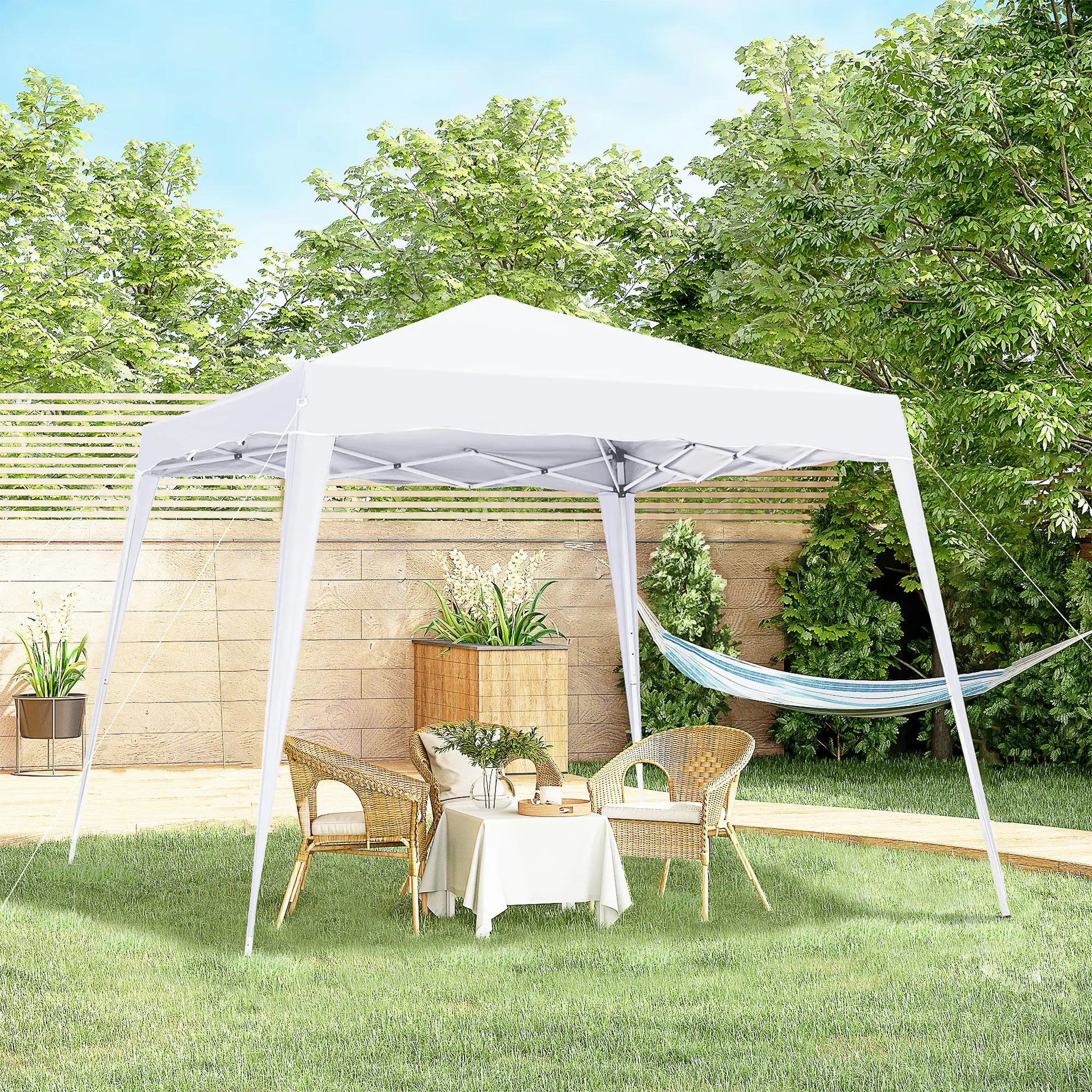 8' x 8' Pop Up Canopy, Outdoor Foldable Tent, Portable with Bag, White Pop Up Canopies at Gallery Canada