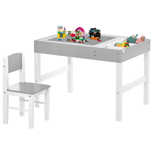 Kids Lego Table with Storage, 2PCs Toddler Activity Furniture, Grey Kids Table Sets White, Grey at Gallery Canada