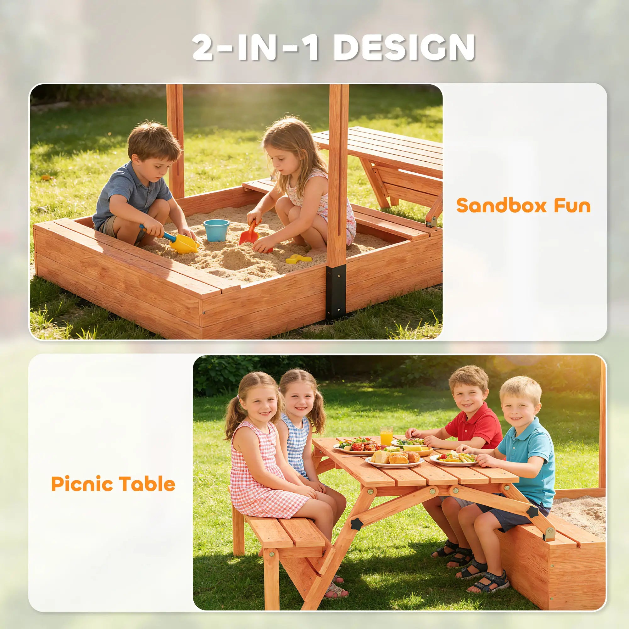 Kids Sandbox With Canopy, Wooden Sand Box, Foldable Picnic Table, Bench Seats Sandboxes & Accessories at Gallery Canada
