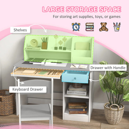 Kids Desk and Chair Set, Study Table for 5-8 Year Old, Grey Kids Desk Sets at Gallery Canada