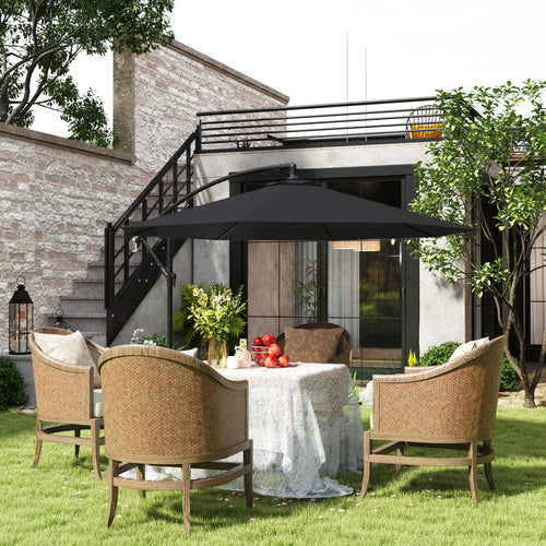 9.7ft Offset Patio Umbrella, Crank, Black