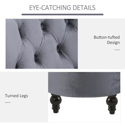 45" Tufted High Back Velvet Accent Chair, Soft Padded Lounge, Ash Grey Single Sofas at Gallery Canada