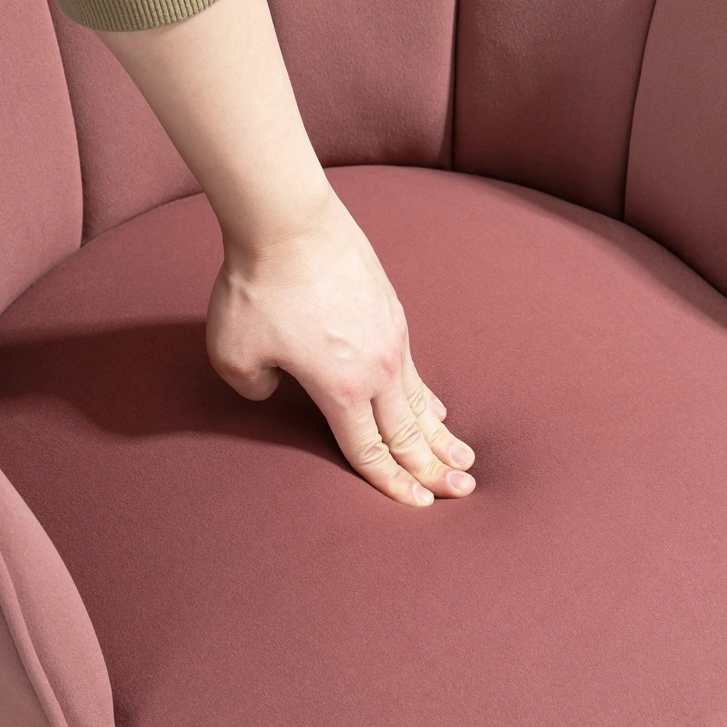 Modern Accent Chair, Velvet-Touch Fabric, Wood Legs, Pink Accent Chairs at Gallery Canada