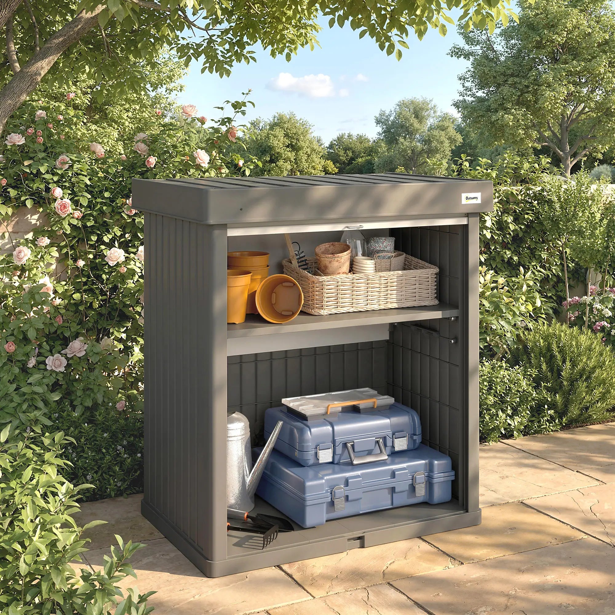 82 Gallon Outdoor Storage Box, Splash Resistant, UV Resistant, Grey Patio Storage Boxes at Gallery Canada