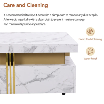 Square Storage Coffee Table, 4 Drawers, MDF, 33.5" L x 33.5" W x 16.5" H, White Coffee Tables at Gallery Canada