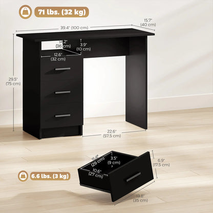 Computer Desk with Storage, 39 Inch, Black Computer Desks at Gallery Canada