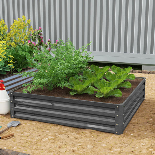 4' x 4' x 1' Galvanized Steel Raised Garden Bed, Light Grey