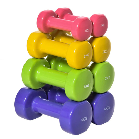 44lbs Hex Dumbbell Set, Hand Weights for Home Gym, Multi-Colour Dumbbells & Barbells Pink, Yellow, Green, Purple at Gallery Canada