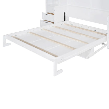 Murphy Bed with Closet, Drawers, Shelves, 114" L x 17" W x 87" H, White Bed Frames at Gallery Canada